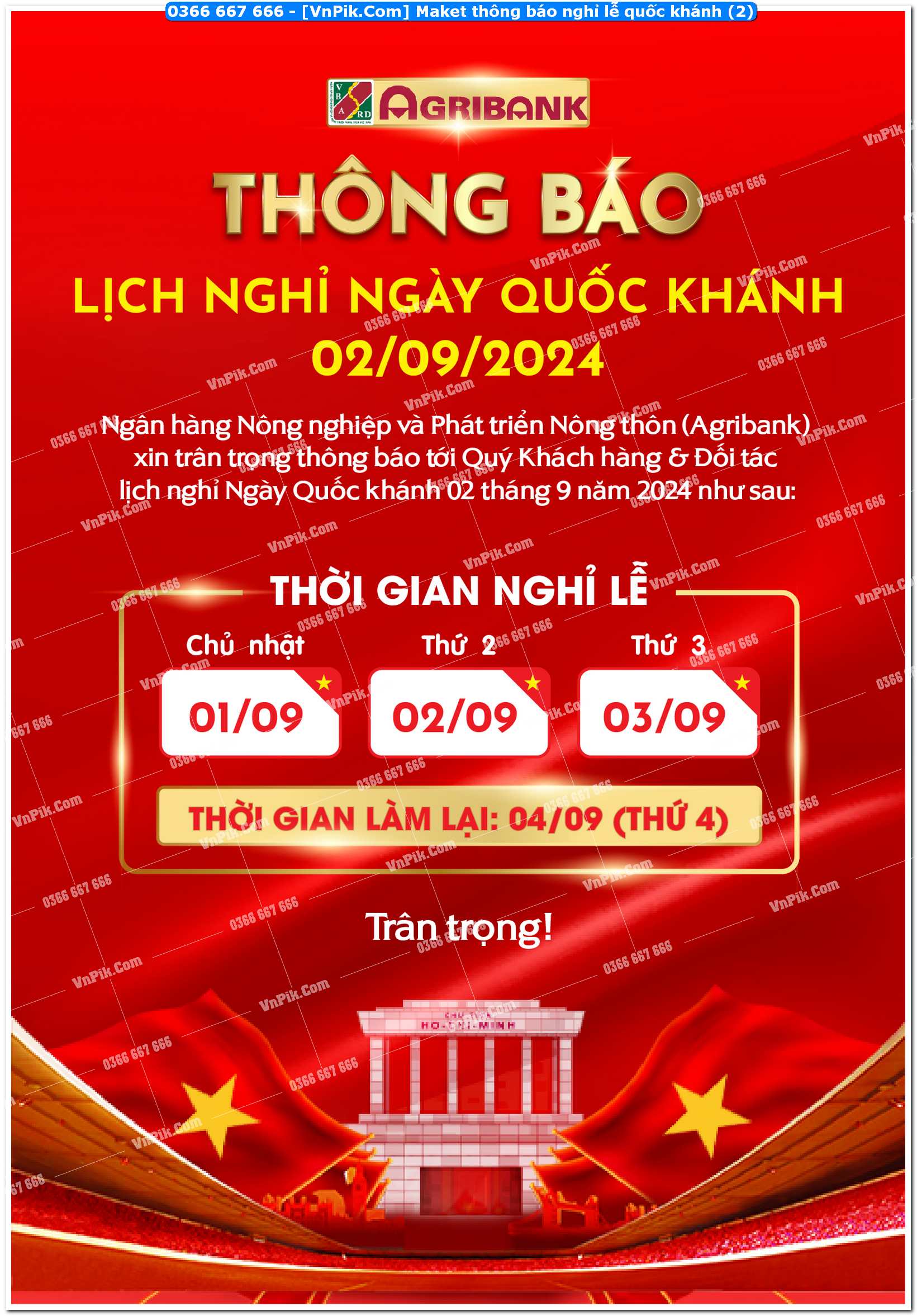 Maket thông báo nghỉ lễ quốc khánh (2)